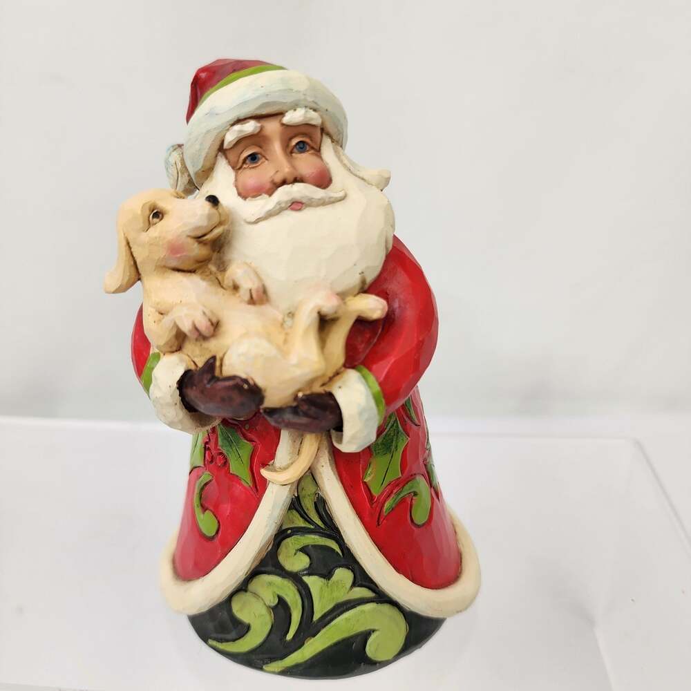 Jim Shore 2014 "Santa’s Best Friend" 5" Santa W/ Blonde Lab Retriever Puppy